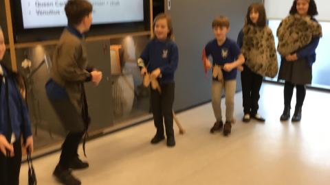 Children performing the Romans vs Brigantes battle